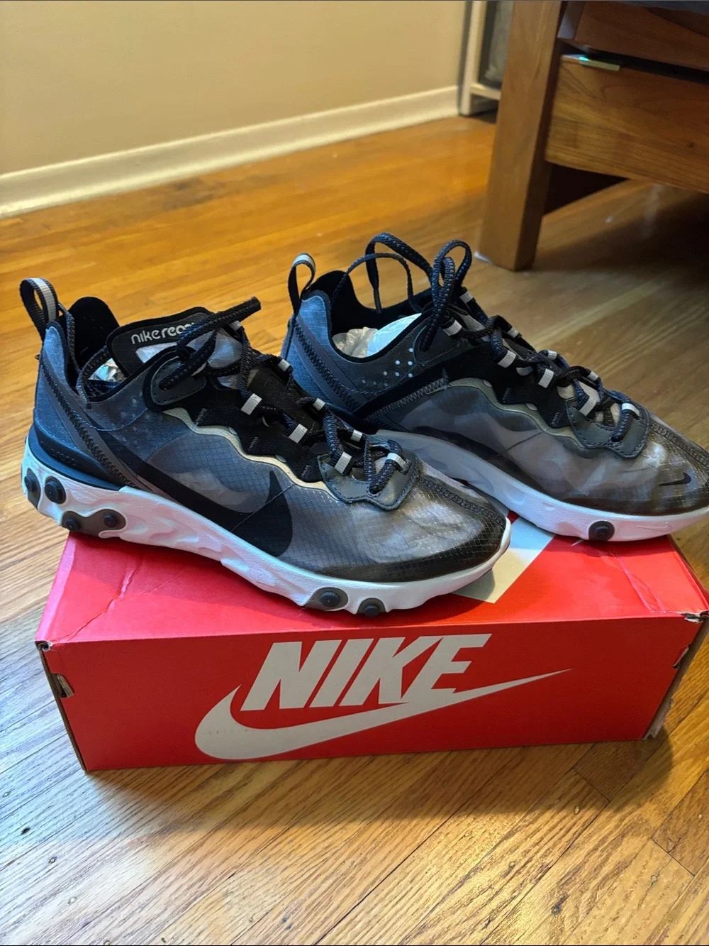 Nike Black and White React-Style Athletic Sneakers